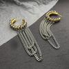 Punk Long Tassels Earrings Exaggerated Chain Ear Hooks for Women Man C-shape Hoop Earrings Ear Loop Fashion Ear Jewelry
