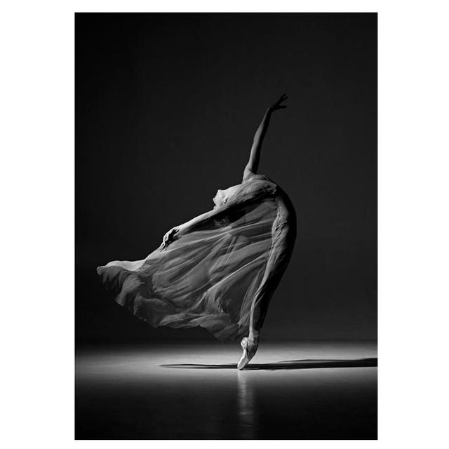 Black and White Ballet Dancer Canvas Painting Elegant Ballerina Pose Photo Print Poster Wall Art Picture for Interior Room Decor