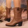 2025 Autumn Plus Size Women's British Style Pointed Toe High Heel Martin Boots