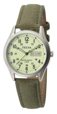CREPHA Analoge Nylon Datum Tag Luminous Wasserdicht für Tägliche [CREPHA] Uhr, Armband, & Anzeige, Zifferblatt, Nutzung, Grün, TE-AM180-LUS, Herren