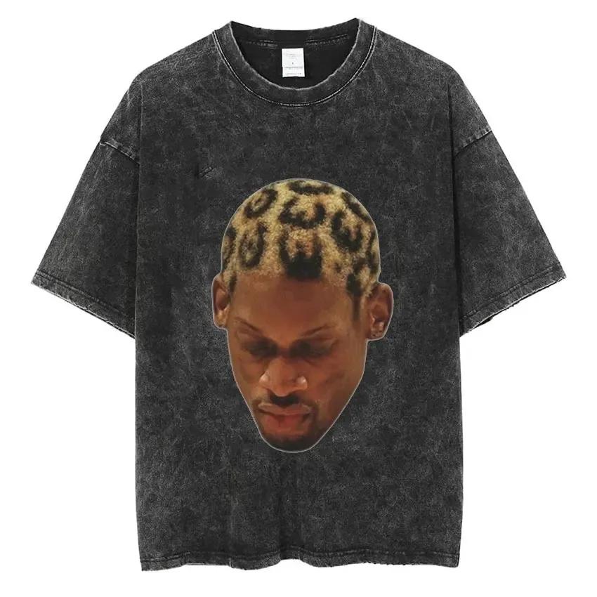 2026 Dennis Rodman Basketball Graphic T Shirt Men's Vintage Washed Short Sleeve T-shirts Men Men Hip Hop T-Shirt Streetwear