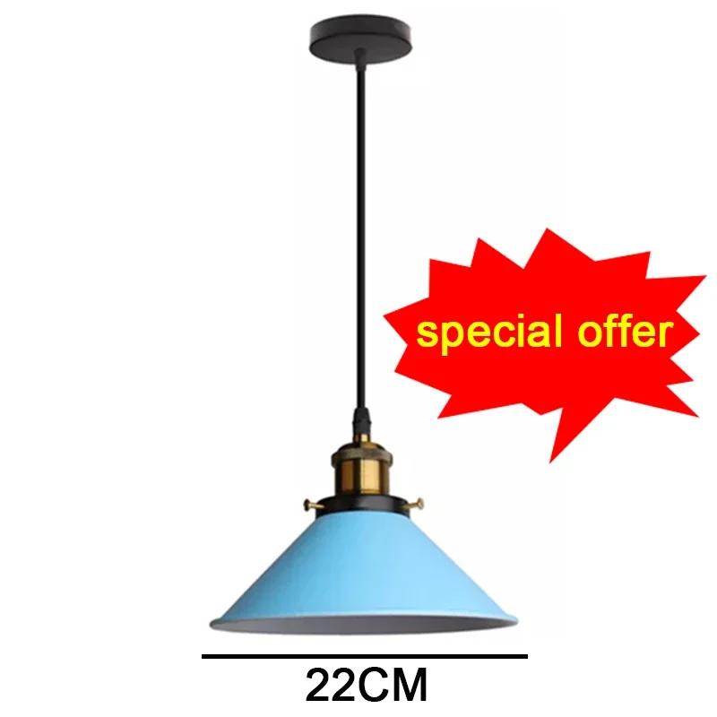Iron Pendant Light Dia 26cm Colorful Restaurant Kitchen Home Ceiling Lamp Vintage Hanging Light Lampshade Decorative Lamps Ce