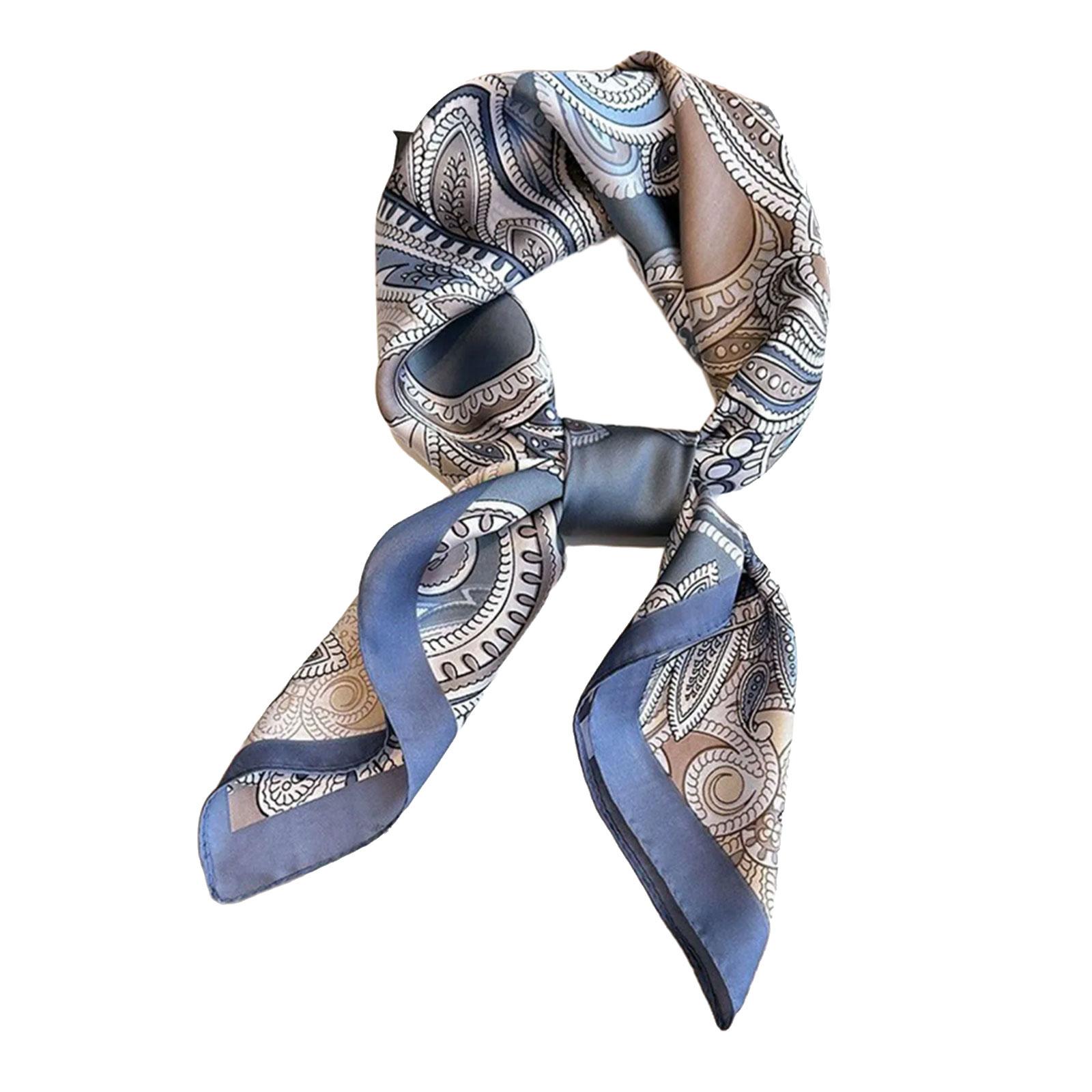 

70cm Elegant Head Scarf Square Bandana Shawl Head Wrap for Women with Flower Patterns for Various Occasion Photography 7