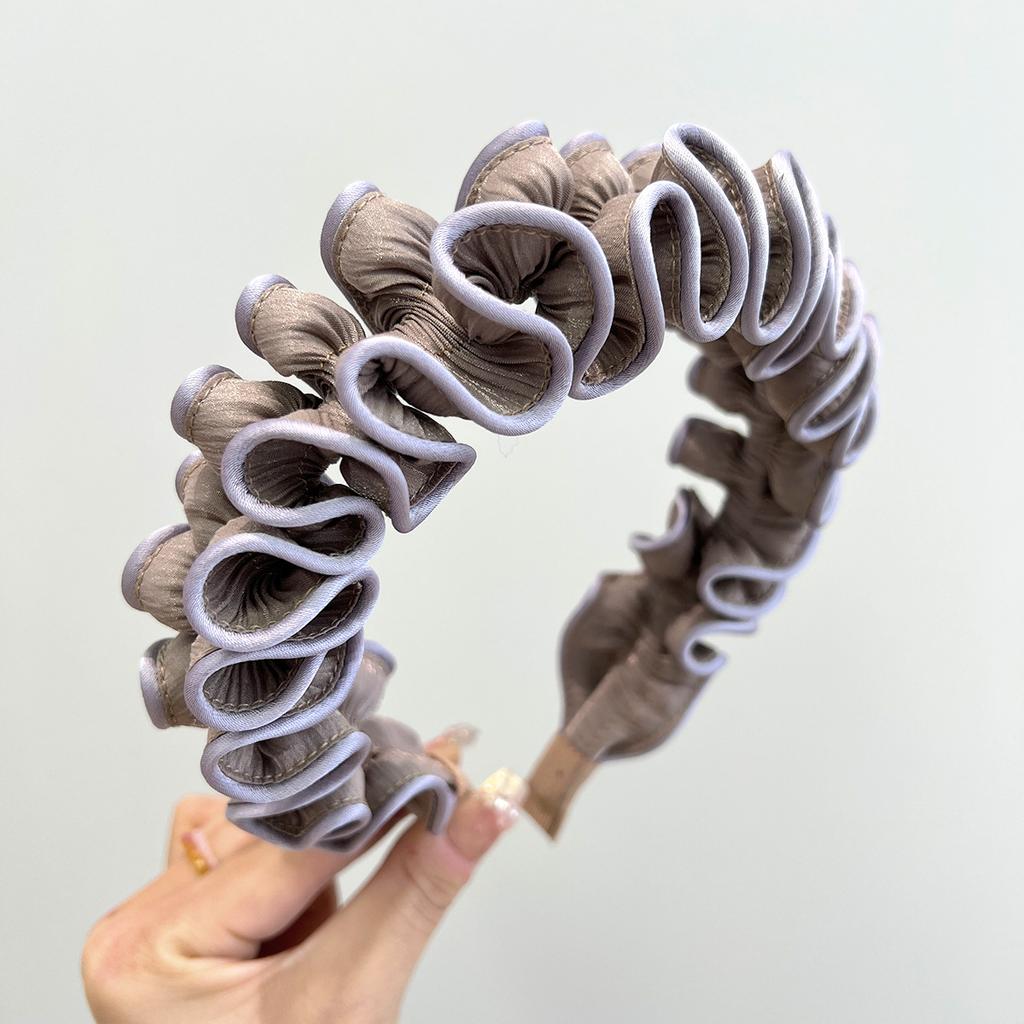 New Pleated Hemmed Satin Headband  Women's Fashion Versatile Wide Headband  Face Wash  High Cranial Top  Hair Bands for Women