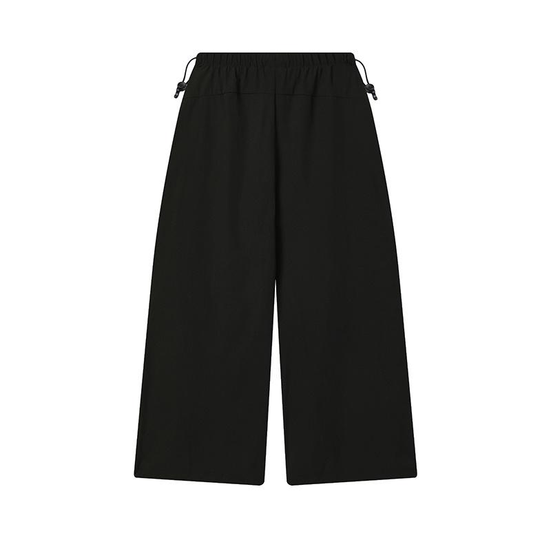 FILA Original Fashion Simple Solid Color Classic Retro Sports Style Versatile Loose Woven Casual Pants Women bottoms Black F11W629801FBK