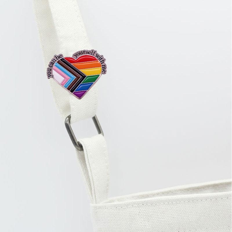 Funny Gay Pins You Can Be Yourself with Me Enamel Brooches Women Men Lapel Badges Backpack Collar Fashion Jewelry Gift