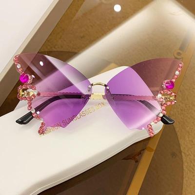 Dámské sluneční brýle Diamond Butterfly Vintage Bezrámečkový Oversized Cat Eye Gradient Sluneční brýle Dámské brýle