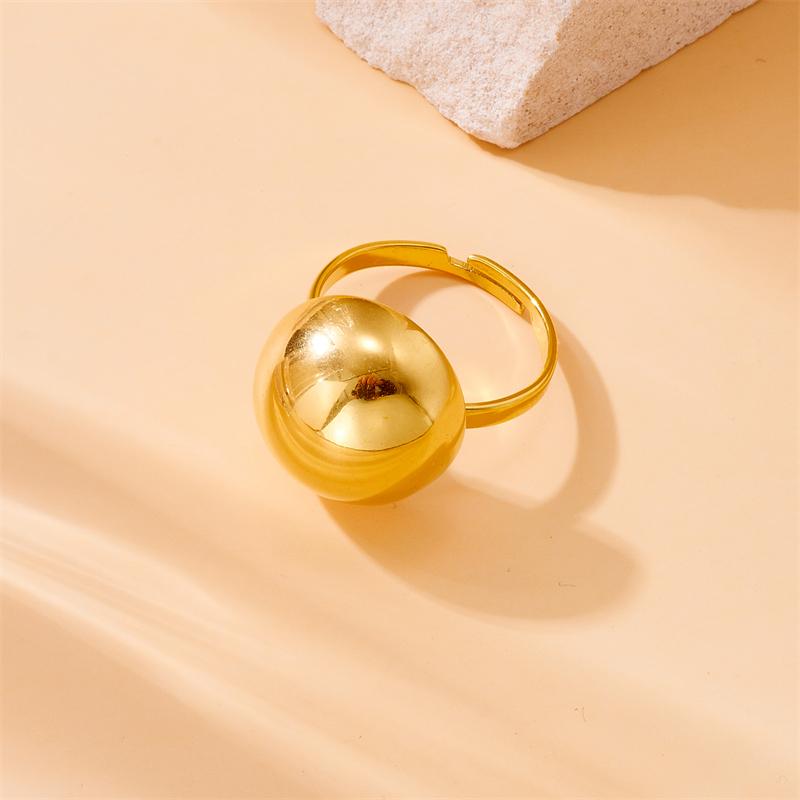 DIEYURO 316L Stainless Steel Golden Round Open Finger Ring For Women Girl Fashion New Jewelry Gift Party Anillos Mujer
