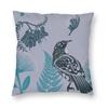 New Zealand Native Tui Square Pillowcase Polyester Linen Velvet Pattern Zip Decorative Room Cushion Cover
