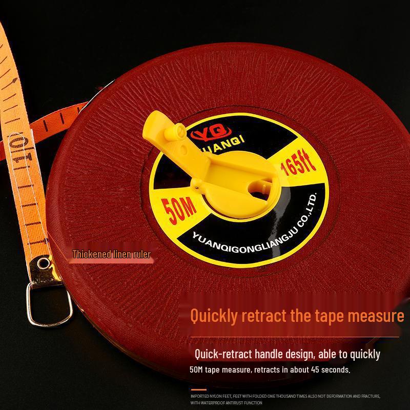 50m Waterproof Fiber Tape Measure - Durable Soft Engineering Measuring Tape for Precise Measurements
