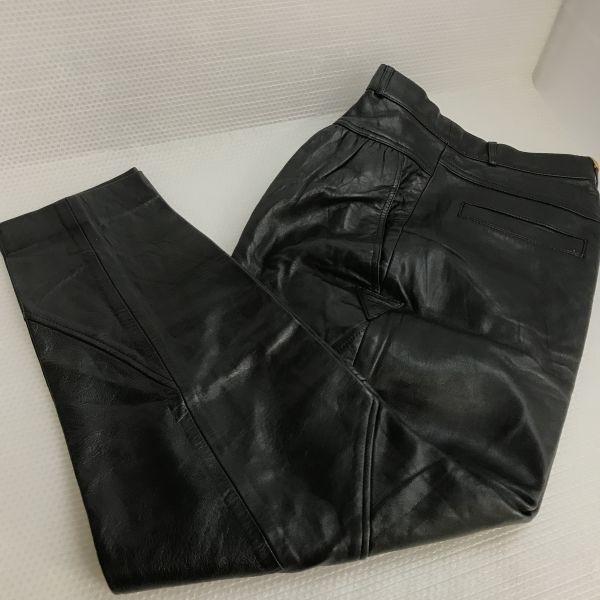 OSHIMA Japan Made Leather Lambskin Riders Pants Black Size 13 Ladies Inseam 69cm(USED)