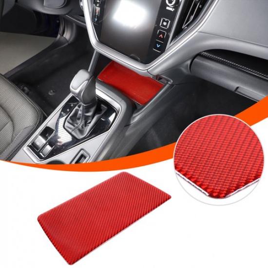 Red Carbon Fiber Center Storage Slot Mat Trim Sticker For Subaru Crosstrek 23-24