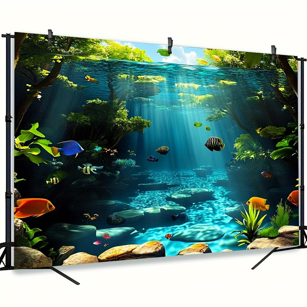 Underwater Ocean Tapestry, 3D Print with Tropical Fish, Sunlit Water & Vibrant Aquatic Plants, Blue Wall Hanging for Bedroom