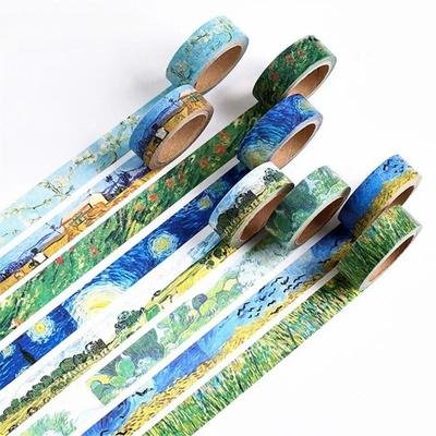 1,5 cm Washi pásky DIY Van Gogh malba papírová maskovací páska dekorativní lepicí pásky samolepky na scrapbooking DIY dekorativní štítek
