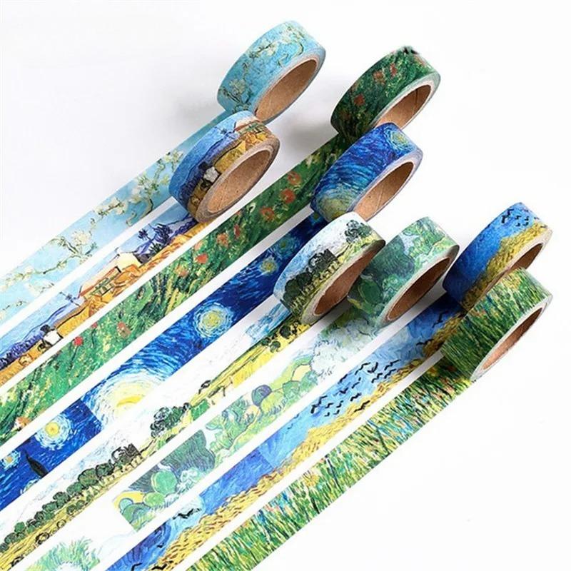 1.5cm Washi Tapes DIY Van Gogh Painting Paper Masking Tape Decorative Adhesive Tapes Scrapbooking Stickers DIY Decorative Label