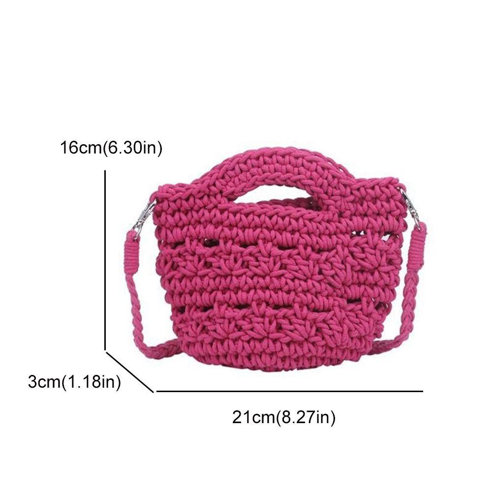 Summer Weaving Beach Bag Solid Color Women's Handbags Casual Crochet Shoulder Bag  Travel