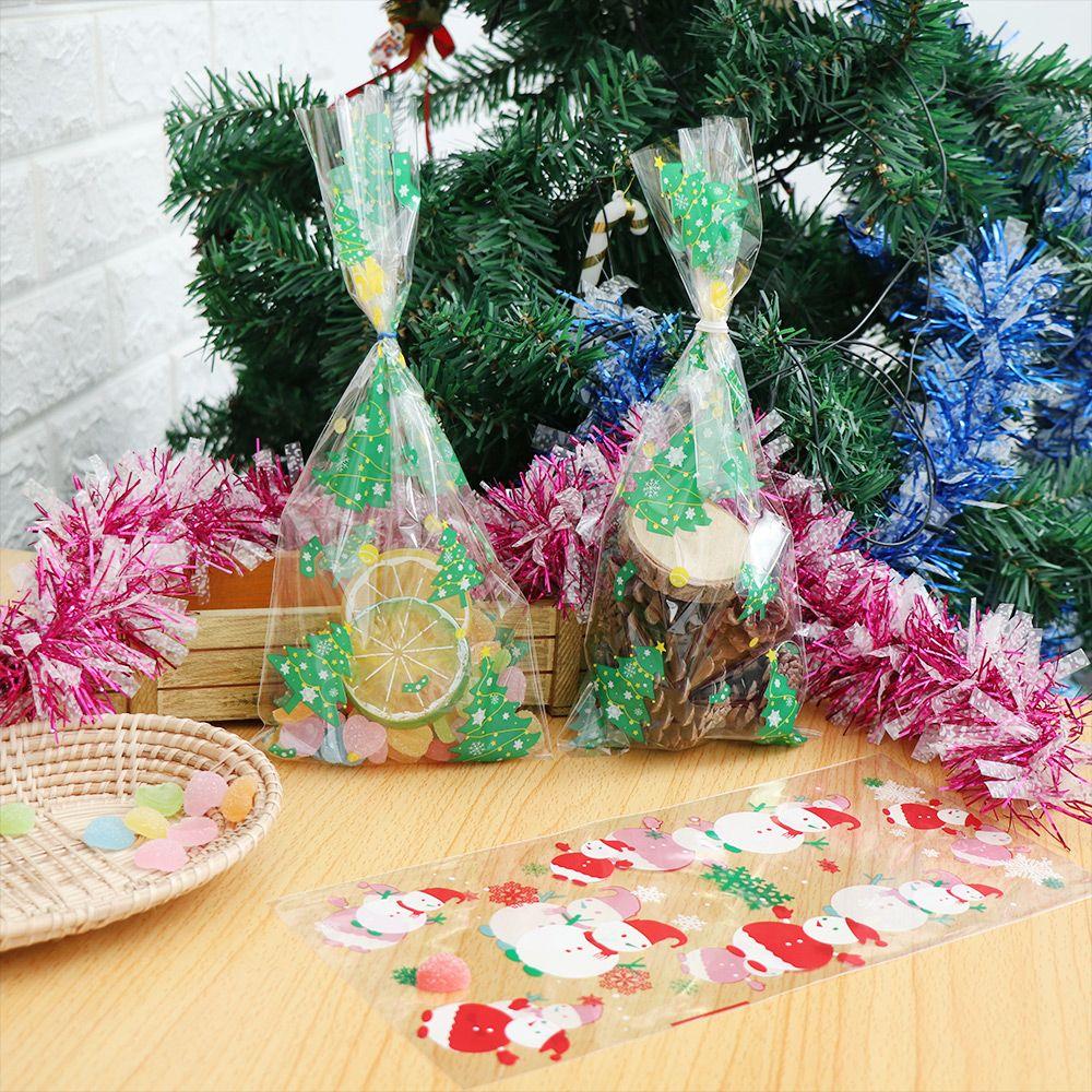 Merry Christmas Xmas Candy Bags Santa Claus Snowman Plastic Baking Packaging Snack Cookies Storage