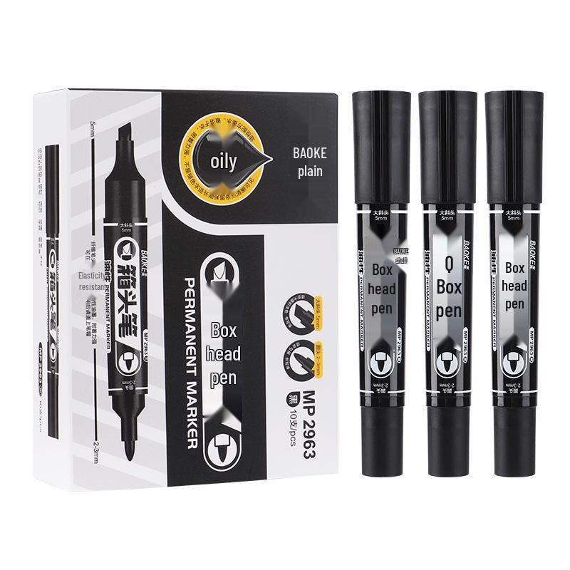 BaoKe 2963 Double-Ended Waterproof Green Marker with Large Non-Fading Tip чёрный