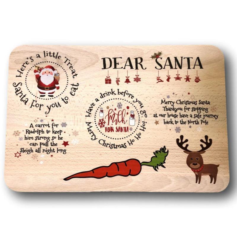 Wooden Santa Treat Plate - Christmas Eve Dining & Festive Decor