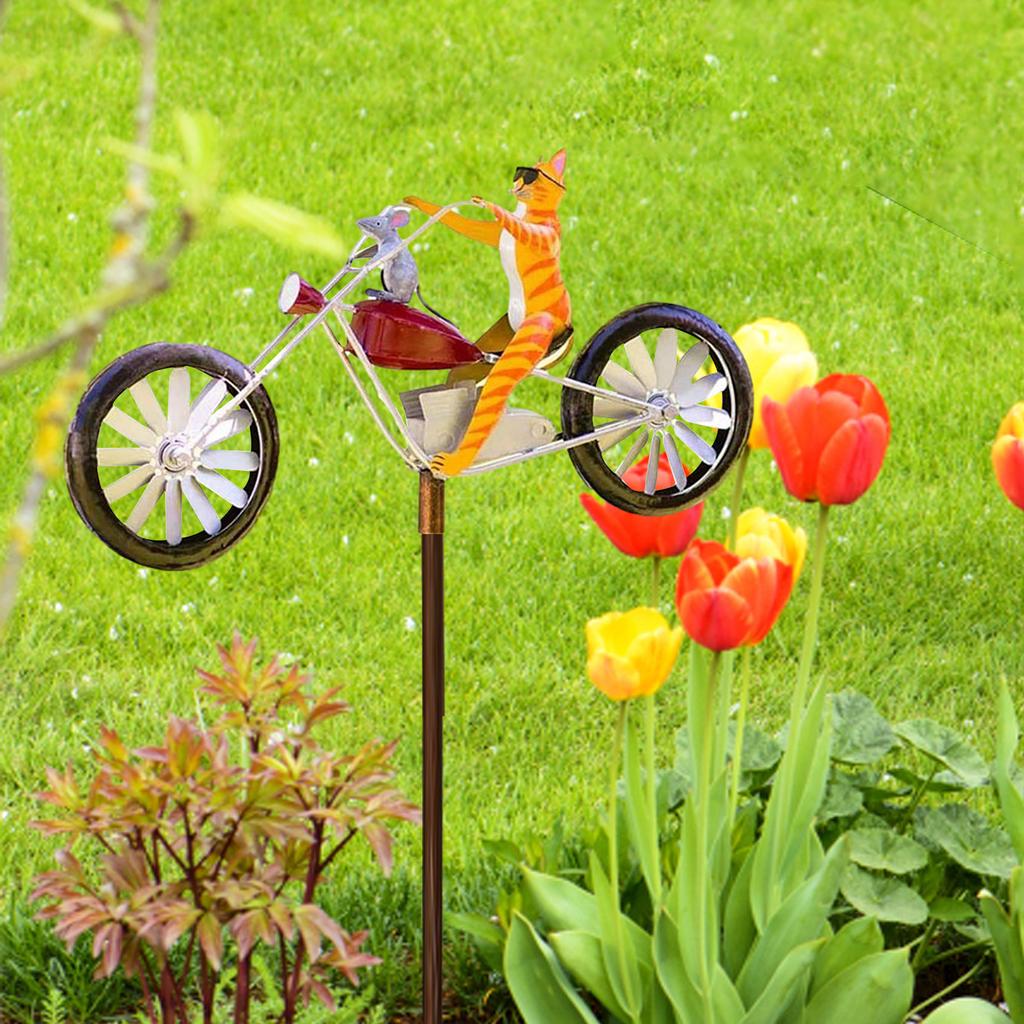 Vintage Bicycle Wind Spinner Metal Wind Spinner Animal Motorcycle Windmill Frog Riding Motorcycle For Yard And Garden Decoration