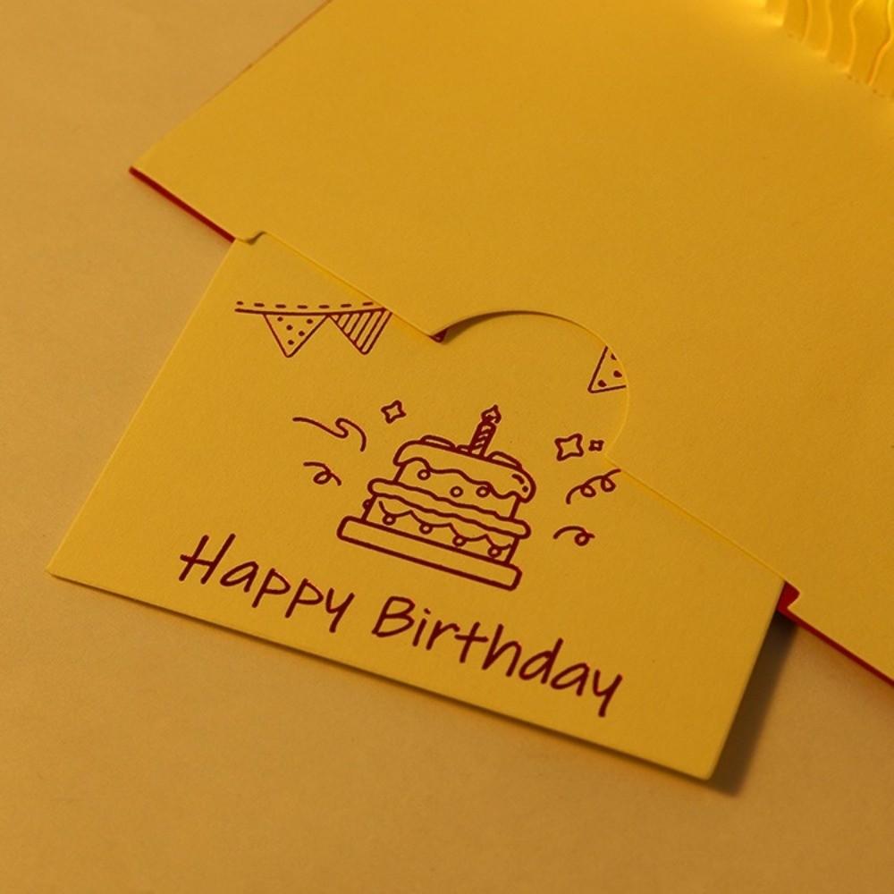 Hollow Carving 3D Cake Birthday Card with Envelope Folding LED Light Pop-Up Card Funny Unique Birthday Cake Postcards