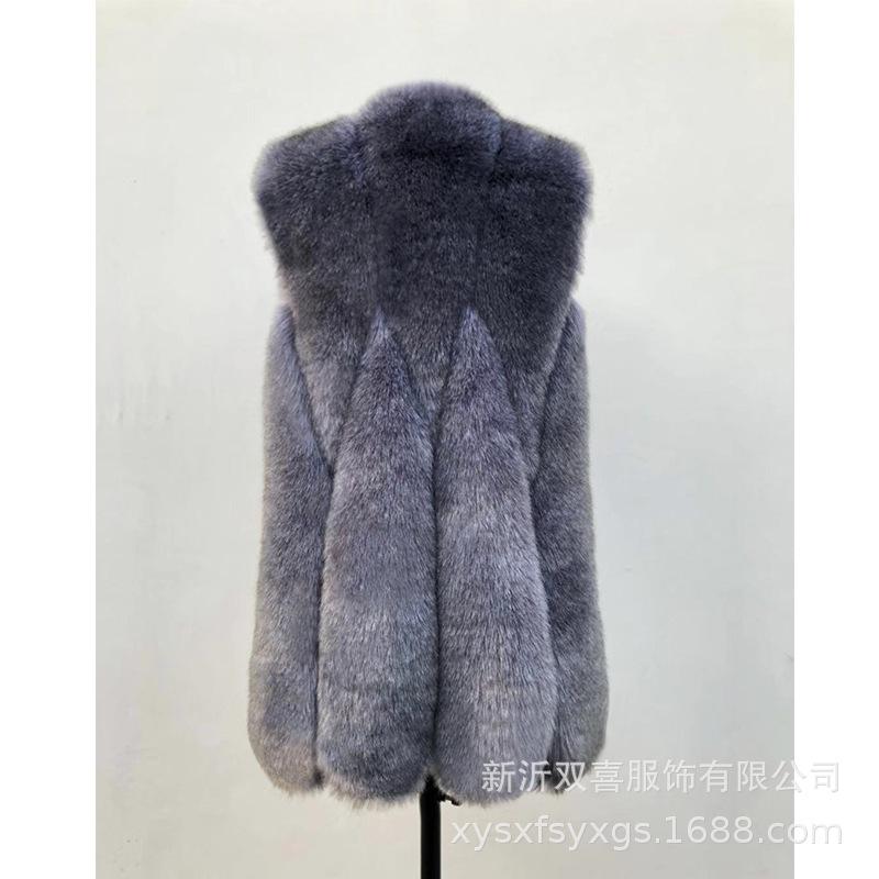 Haining fur winter new warm fur vest women's medium and long Korean version slim-fitting imitation fox fur coat
