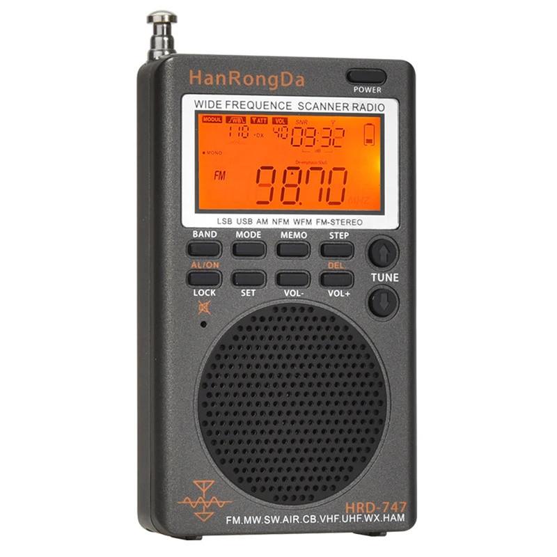 Portable Radio NOAA Alert Full-Band Mini Radio Receiver FM/MW/SW/SSB/LSB/AIR/CB/VHF(UHF)/UBD/WX/HAM