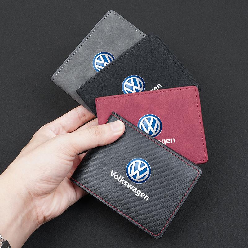 Car Styling Driver License Bag Wallet ID Card Storage For Volkswagen VW GTI Golf Amarok T5 Phaeton Teramont ID3 Tiguan T-Cross Oz5