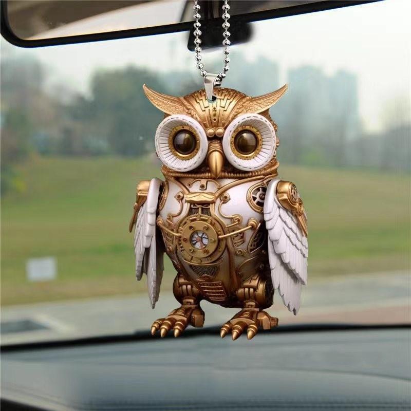 Owl Car Interior Decoration Pendant Acrylic Flat Car Rearview Mirror Jewelry Pendant Keychain Pendant