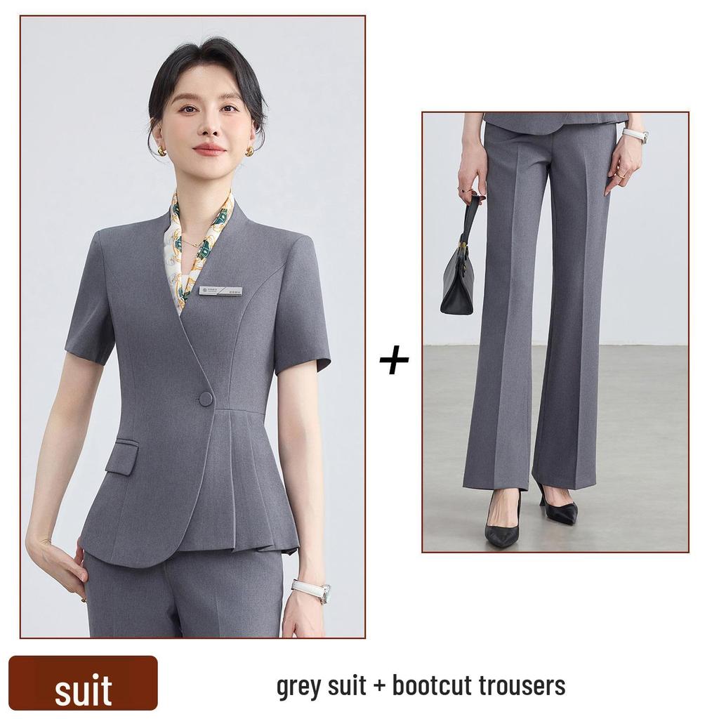 2026 Women's Summer Professional Suit: Short Sleeve Formal Fashion for Hotel Reception and Jewelry Store Workwear