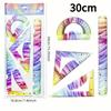 4pcs Colorful Ruler Set - Straight, Protractor & Flexible Ruler for Drawing, School & Office, 20cm/30cm, Craft Supplies