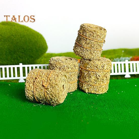4 szt. Miniaturowy model balotu siana Realistyczna mini sterta siana Mała okrągła sztuczna bela słomy DIY Farma Mikro krajobraz Akcesoria dekoracyjne do domku dla lalek