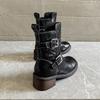 Retro Short Boots Knight Boots Women's Shoes New Versatile Spring Autumn Belt Buckle Round Toe Thick Soled Boots Ladies Shoes