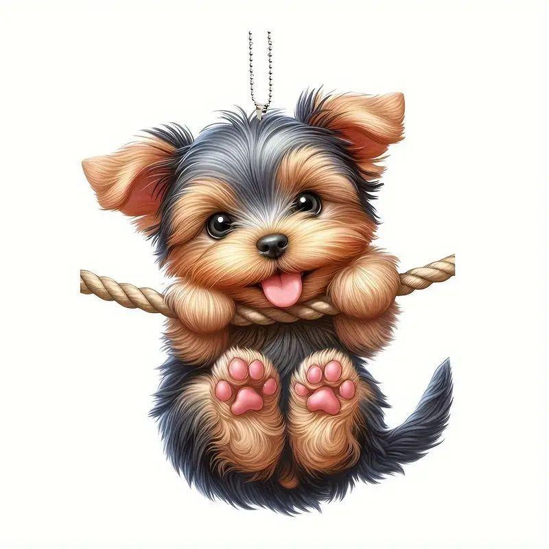 

Мультяшный акриловый веселый пес, автомобильное украшение, декоративная подвеска для автомобильного талисмана, интерьер