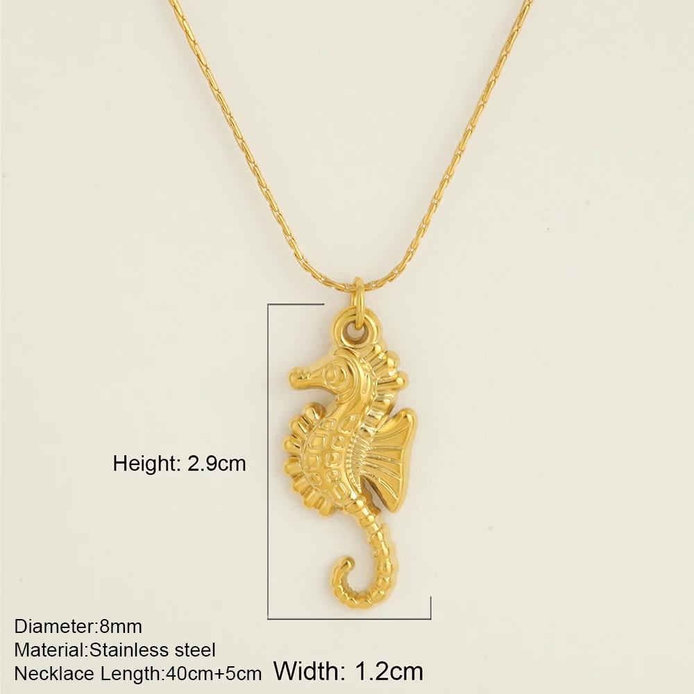Ocean Series Guld Choker Rostfritt Stål Hänge Halsband för Kvinnor Snäcka Sjöstjärna Hängen Kvinnors Chunky Smycken Tillbehör