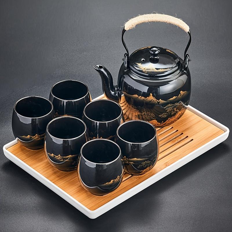 7/8pcs Japanese Ceramic Tea Set with Handles - Large Capacity Teapot and Tea Cups for Summer and Winter Drinks - Perfect Gift for Home and Office Deco