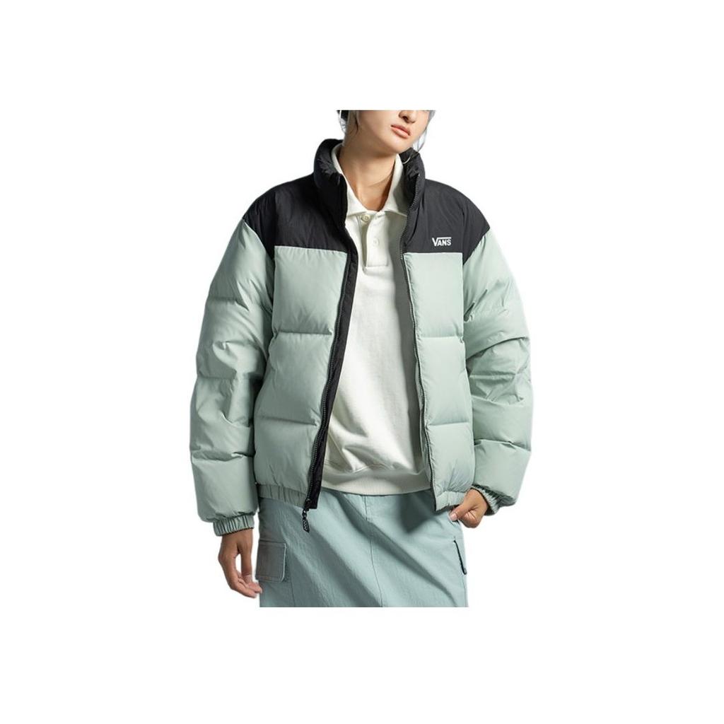 Vans Color Block Design Stand Collar Soft Comfortable Long Sleeve Down Jacket Unisex Outerwear Gray-Green VN000P30ZRT