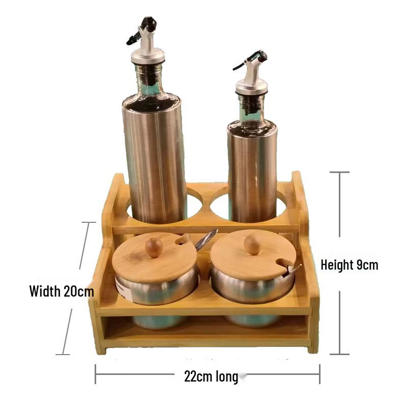 SPSR Bamboo & Wood Condiment Organizer