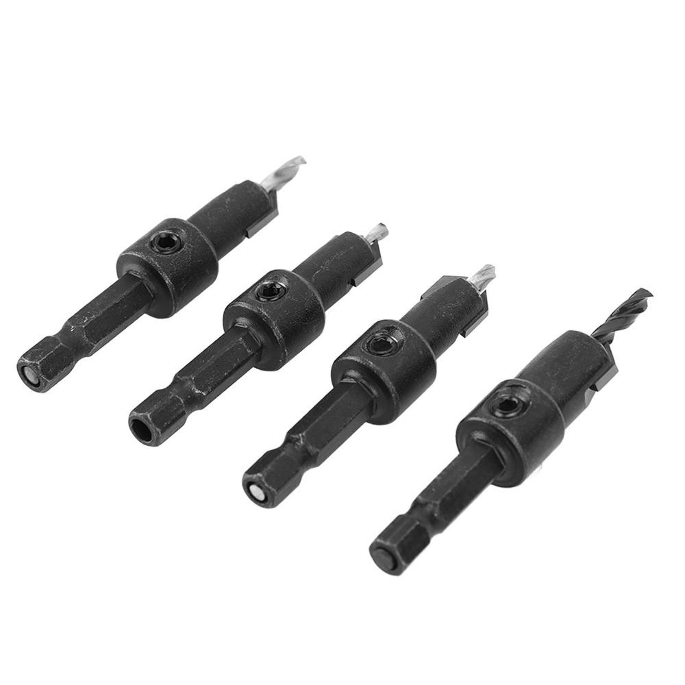 4pcs Cemented Carbide Countersink Drill Bit Set 4 Piece Set Countersunk Drilling Bit  Woodworking
