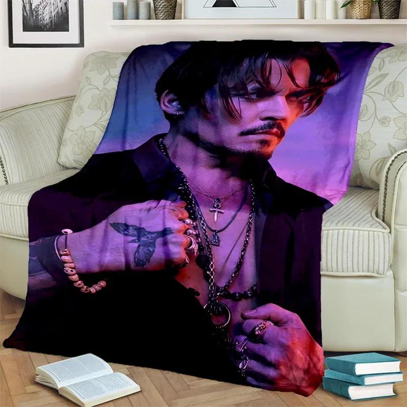Deka série 3D tisku Johnny Depp, Měkká přehozová deka pro domácnost Ložnici Postel Pohovku Piknik Cestování Kancelář Krycí deka na odpočinek Děti