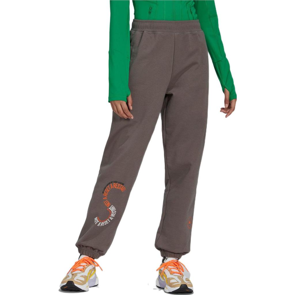 adidas By Stella McCartney Stella McCartney Elastic Waist Joggers with Print Unisex Bottoms Brown IB5909
