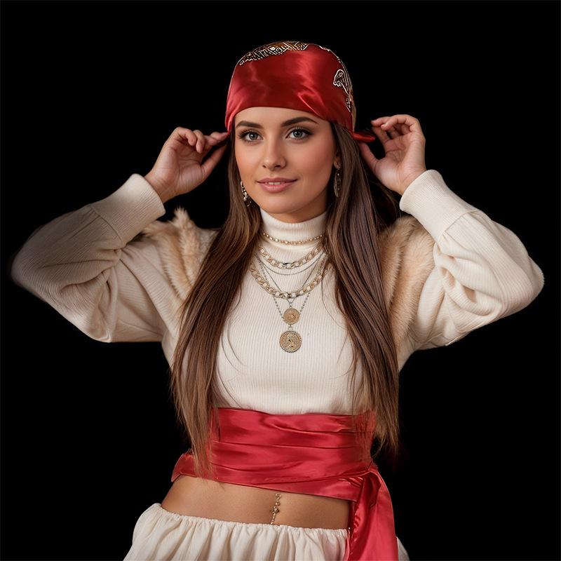 Halloween Cosplay Pirate Accessory Set: Headscarf, Belt, Necklace, Bracelet