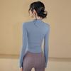 Spring warm tight stand-up neck cardigan slim yoga clothes jacket fitness clothes women's thick velvet running sports jacket