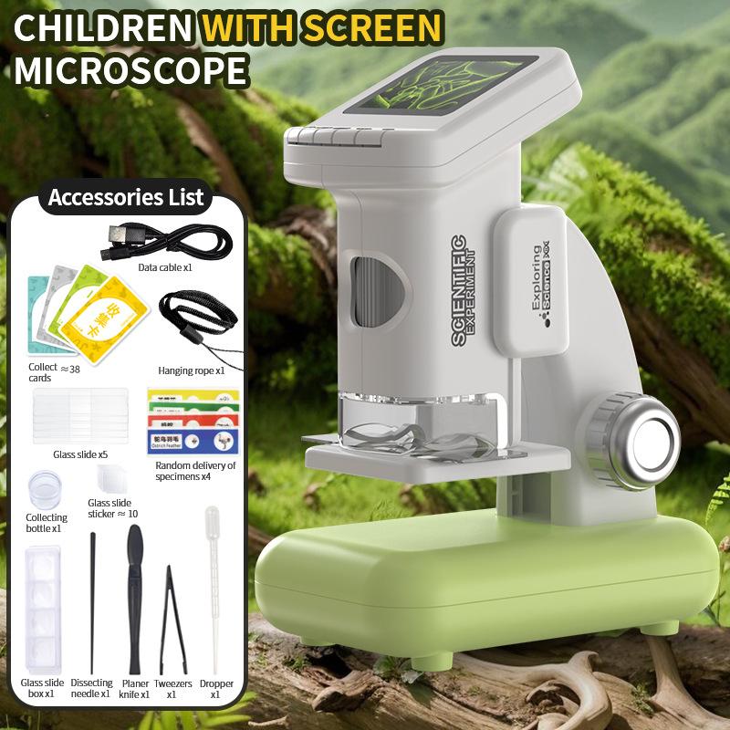 Children's Microscope, Portable Handheld Microscope, Student Science Experiment, Large Screen Desktop Microscope