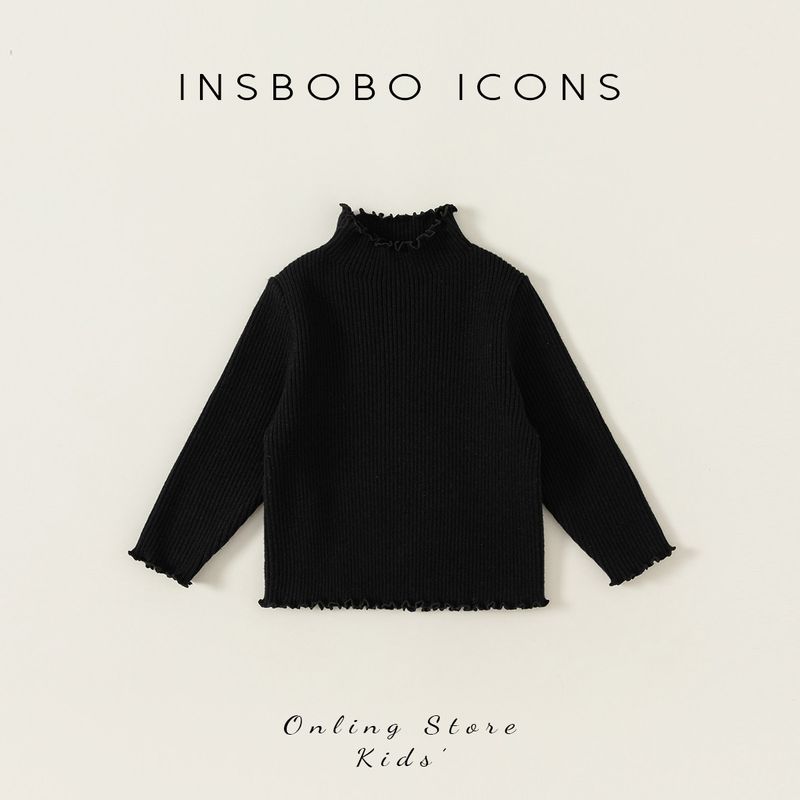 Kids Lace Collar Sweater Baby Girl Winter Sweater Black 100