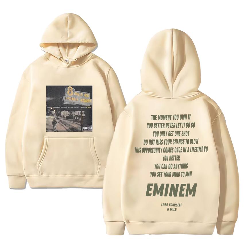 Hot Singer Eminem 8 mile Double Sided print Hoodie 2024 Men Women Casual Fleece Long sleeve Sweatshirt Unisex vintage pullovers
