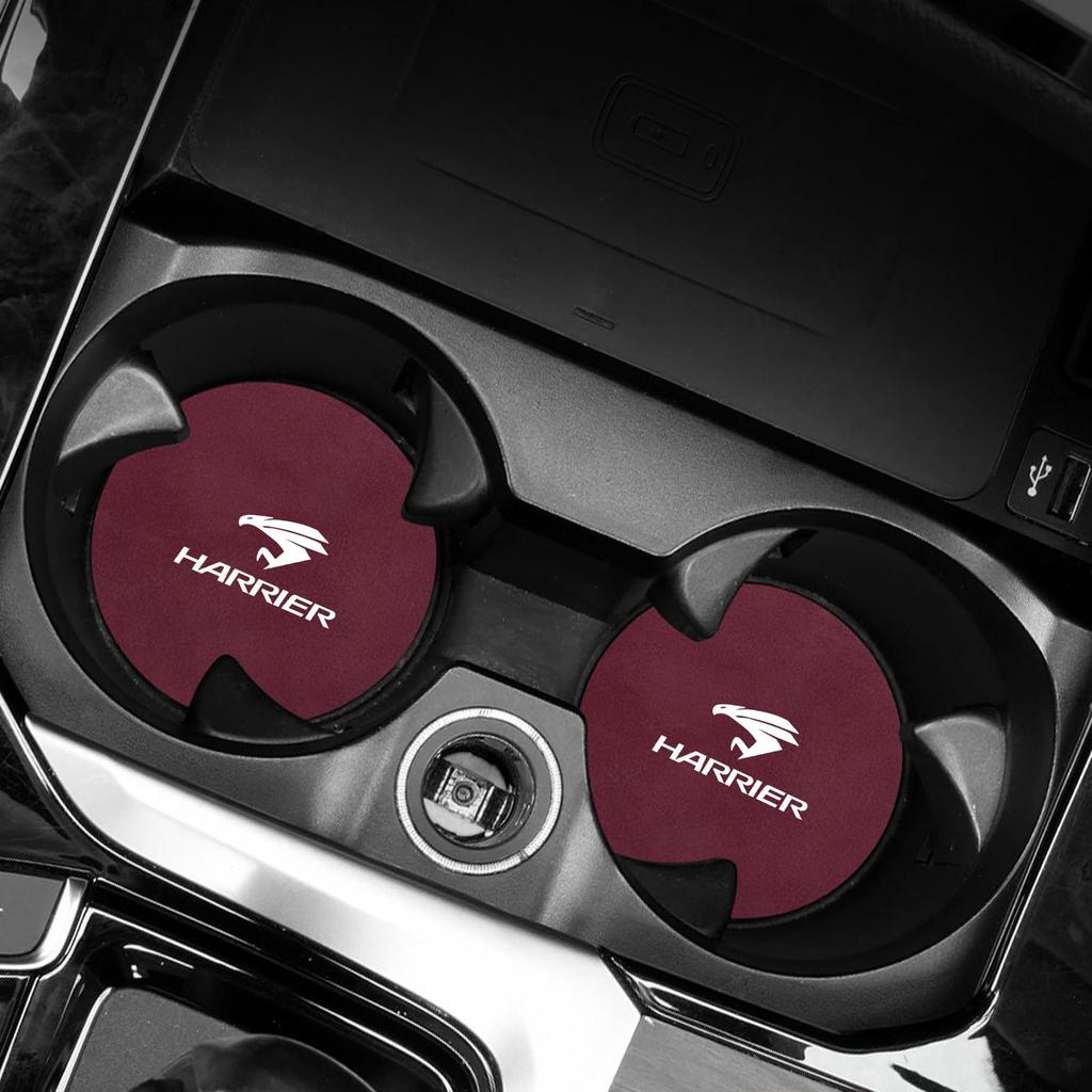 Car Cup Car Coaster for Toyota Harrier 60 Series 80 Series Vibration Leather Car Round 2 Pieces Wine Mat, GR, Anti-Slip Coaster, 7cm, (For Harrier,