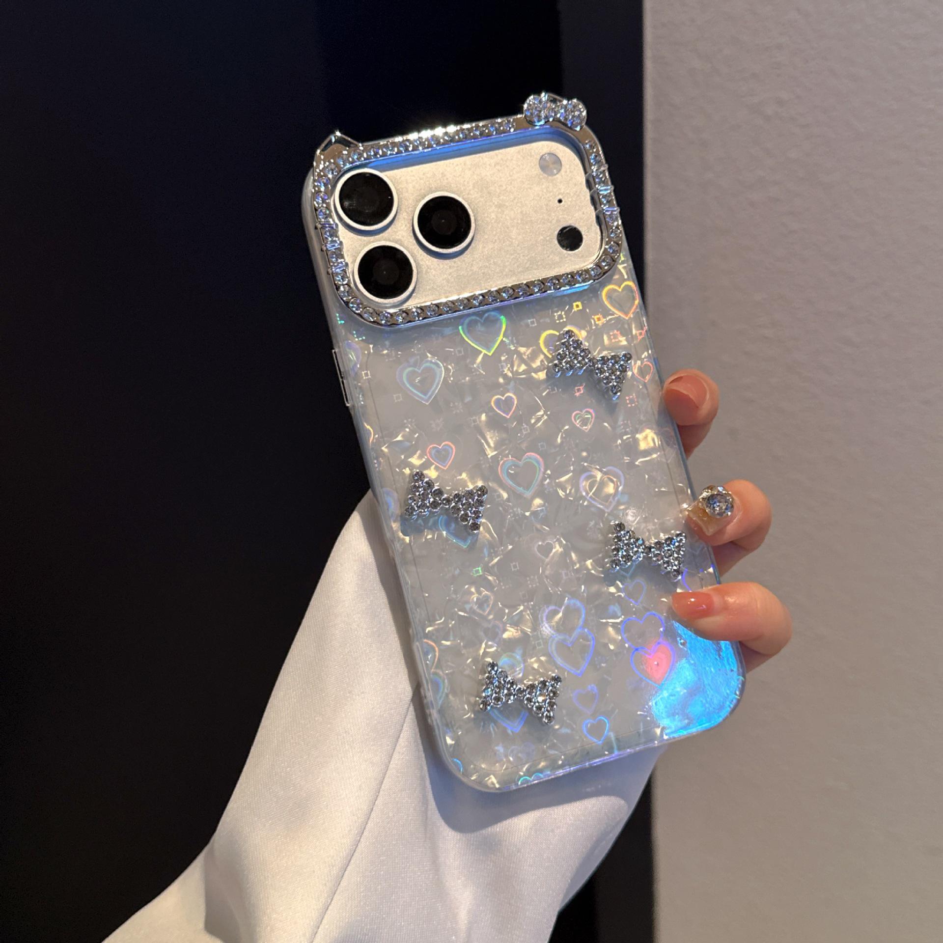 

Heart Shell Cat Ear Case with Bowknot for iPhone 17 Pro Max/15 Pro 14