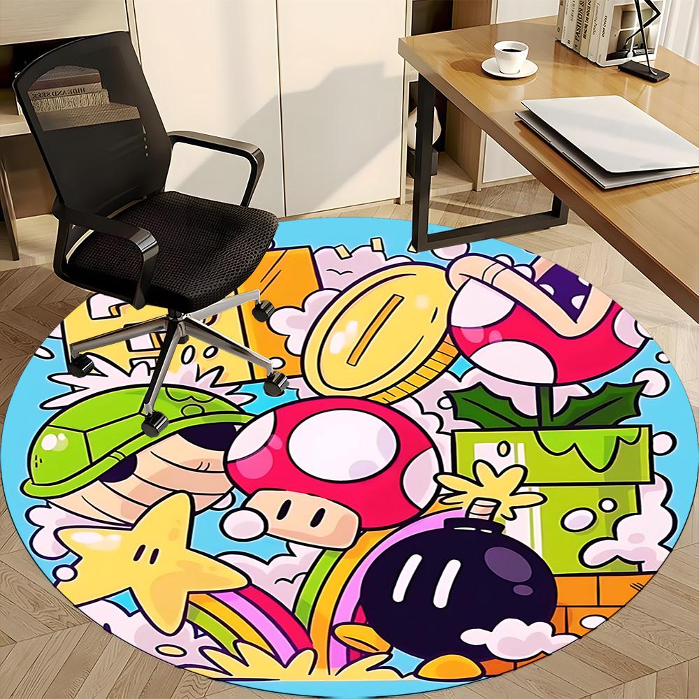 1pc Mario Office Round Area Rug, Under Office Chairs Bedroom Living Room Home Decor, Room Decoa1016222