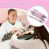 5Pcs Set Pink Dual Ended Rhinestone Nail Art Silicone Pen Sculpture Pen 3D Flower Carving DIY Manicure Brush Nail Dotting Pen